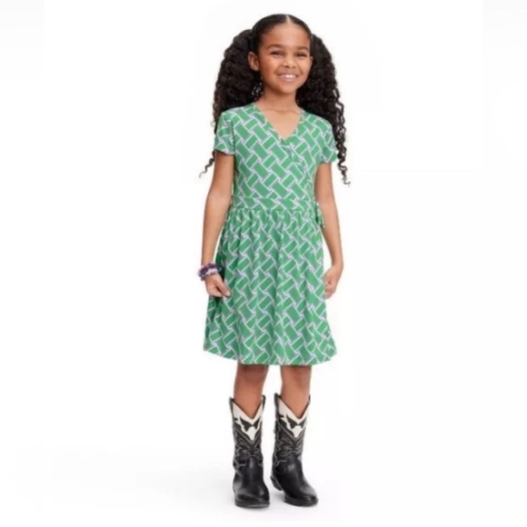 Diane Von Furstenberg X Target Kids DVF Green Dress Girls Small 6 7 - Picture 1 of 4